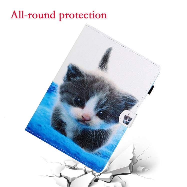 For Lenovo Tab M11/ Xiaoxin Pad 11 2024 Coloured Drawing Stitching Smart Leather Tablet Case(Blue White Cat) - free shipping - PMC Jewellery - Order now!