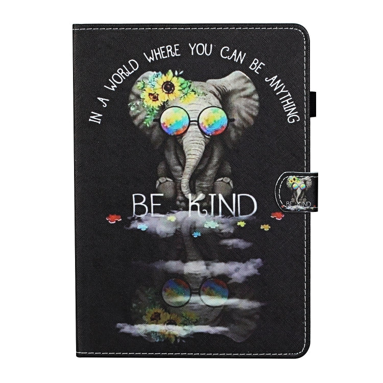 For Lenovo Tab P12 2023 / TB370FU Coloured Drawing Stitching Smart Leather Tablet Case(Glasses Elephant) - Lenovo by PMC TechLife | Online Shopping South Africa | PMC TechLife | Buy Now Pay Later Mobicred