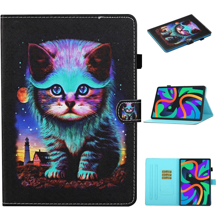 For Lenovo Tab M11/ Xiaoxin Pad 11 2024 Coloured Drawing Stitching Smart Leather Tablet Case(Night Cat) - free shipping - PMC Jewellery - Order now!