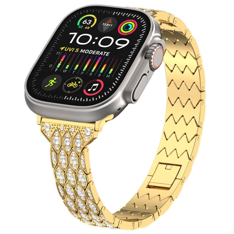 For Apple Watch Ultra 2 49mm Devil Eye Diamond Bracelet Metal Watch Band(Gold) - Watch Bands by PMC Jewellery | Online Shopping South Africa | PMC Jewellery