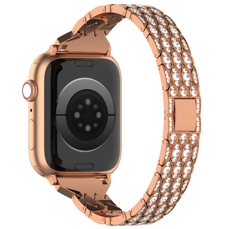 For Apple Watch Ultra 49mm Devil Eye Diamond Bracelet Metal Watch Band(Rose Gold) - Watch Bands by PMC Jewellery | Online Shopping South Africa | PMC Jewellery