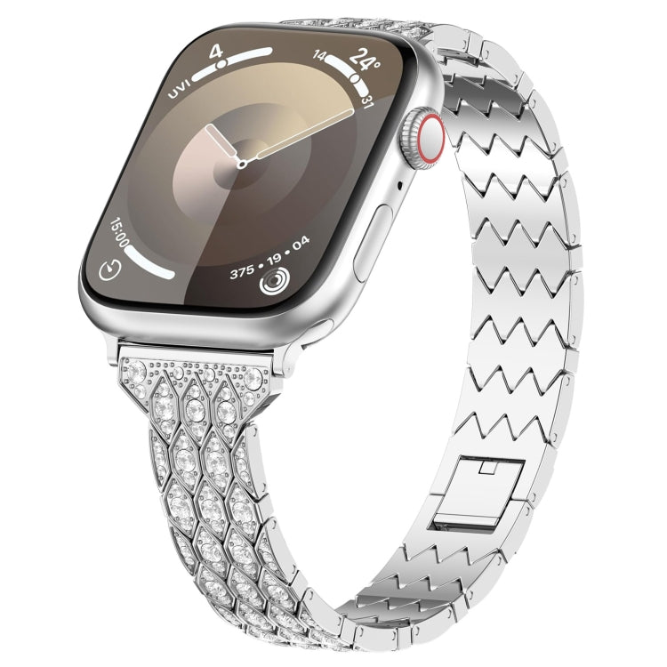 For Apple Watch SE 2022 44mm Devil Eye Diamond Bracelet Metal Watch Band(Silver) - Watch Bands by PMC TechLife | Online Shopping South Africa | PMC TechLife