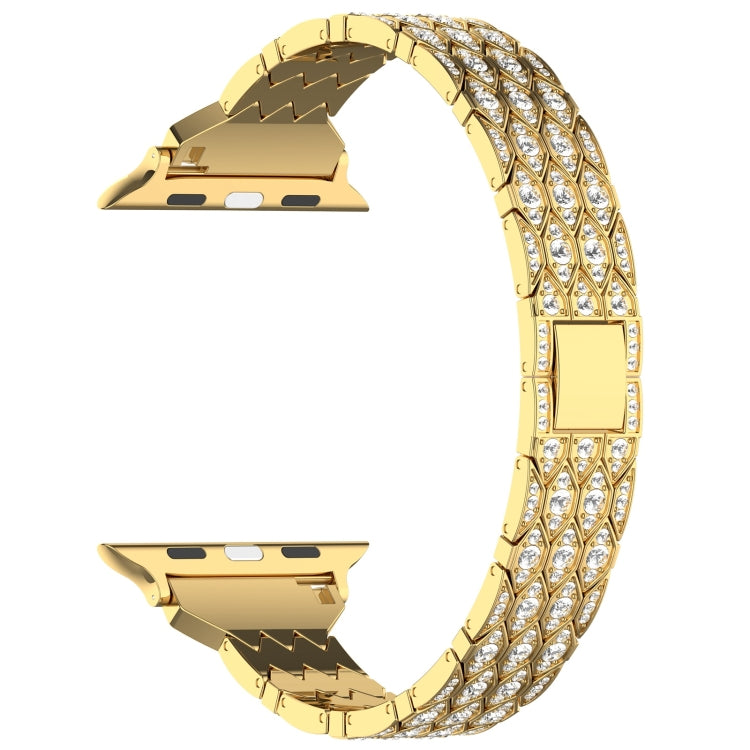 For Apple Watch Series 7 45mm Devil Eye Diamond Bracelet Metal Watch Band(Gold) - Watch Bands by PMC Jewellery | Online Shopping South Africa | PMC Jewellery