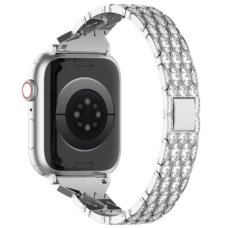 For Apple Watch Series 6 40mm Devil Eye Diamond Bracelet Metal Watch Band(Silver) - Watch Bands by PMC Jewellery | Online Shopping South Africa | PMC Jewellery