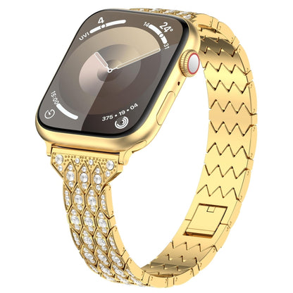 For Apple Watch Series 6 44mm Devil Eye Diamond Bracelet Metal Watch Band(Gold) - Watch Bands by PMC Jewellery | Online Shopping South Africa | PMC Jewellery