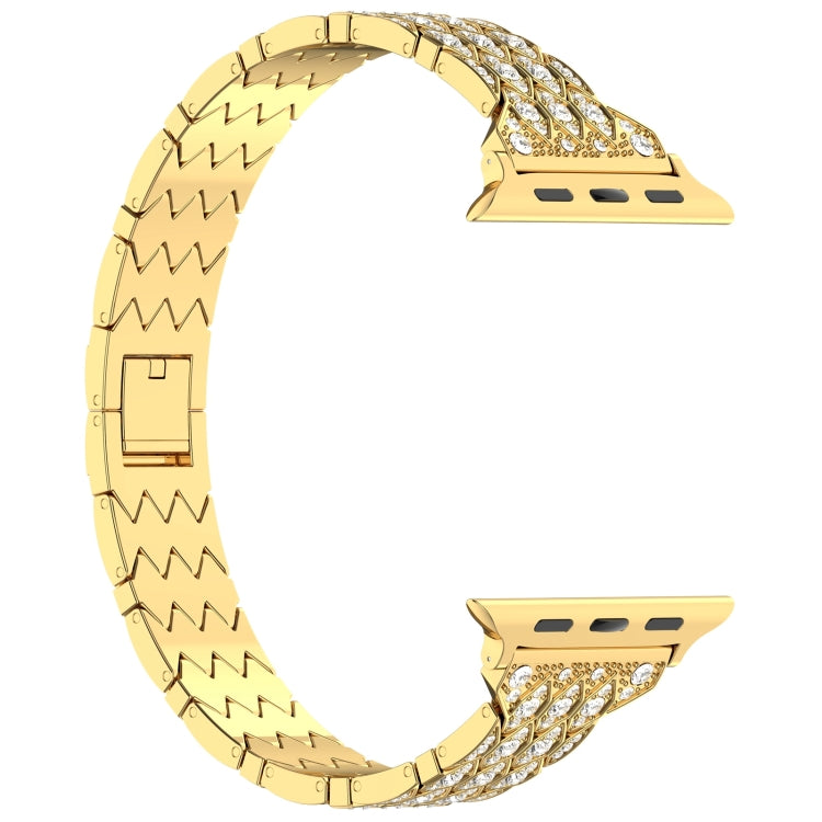 For Apple Watch Series 3 38mm Devil Eye Diamond Bracelet Metal Watch Band(Gold) - Watch Bands by PMC Jewellery | Online Shopping South Africa | PMC Jewellery