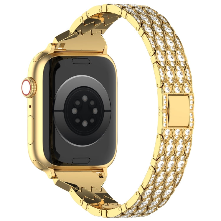 For Apple Watch 38mm Devil Eye Diamond Bracelet Metal Watch Band(Gold) - Watch Bands by PMC TechLife | Online Shopping South Africa | PMC TechLife