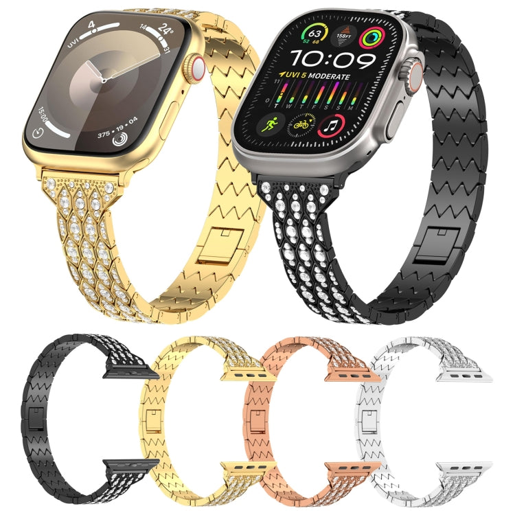 For Apple Watch 38mm Devil Eye Diamond Bracelet Metal Watch Band(Black) - Watch Bands by PMC TechLife | Online Shopping South Africa | PMC TechLife