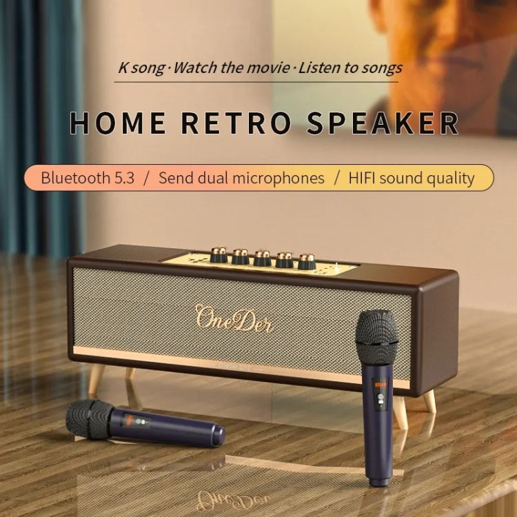 Oneder D8 Wireless Retro Dual Microphone Bluetooth Speaker(Black) - free shipping - PMC Jewellery - Order now!