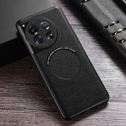 For OnePlus 12 Cloth Texture PU MagSafe Magnetic Phone Case(Black) - OnePlus Cases by PMC Jewellery | Online Shopping South Africa | PMC Jewellery