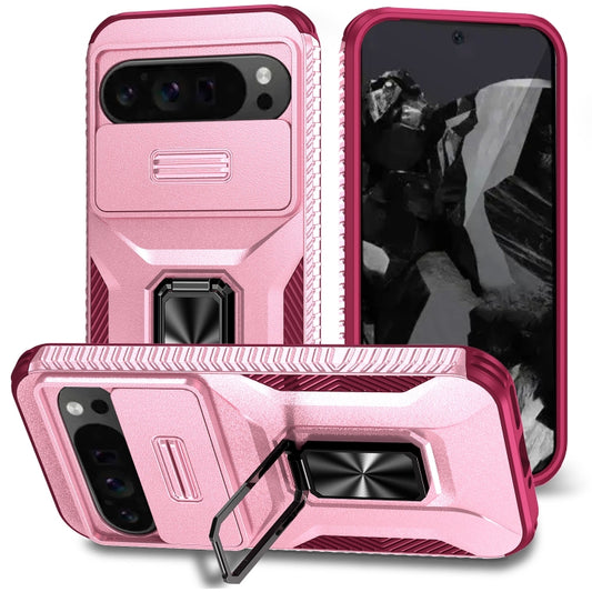 For Google Pixel 9 Pro XL Sliding Camshield Holder Phone Case(Pink + Rose Red) - Google Cases by PMC Jewellery | Online Shopping South Africa | PMC Jewellery | Buy Now Pay Later Mobicred