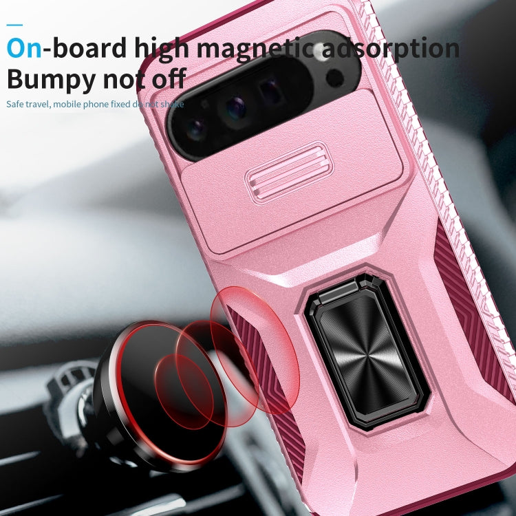 For Google Pixel 9 Pro XL Sliding Camshield Holder Phone Case(Pink + Rose Red) - Google Cases by PMC Jewellery | Online Shopping South Africa | PMC Jewellery | Buy Now Pay Later Mobicred