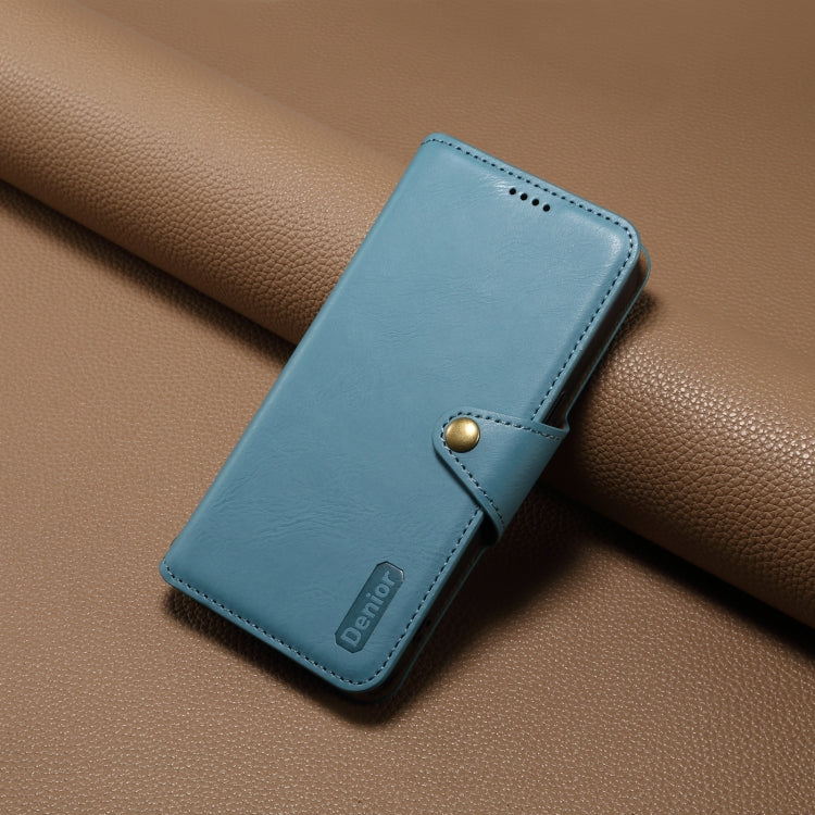 For iPhone 16 Pro Denior Cowhide Texture Wallet Style Leather Phone Case(Blue) - free shipping - PMC Jewellery - Order now!
