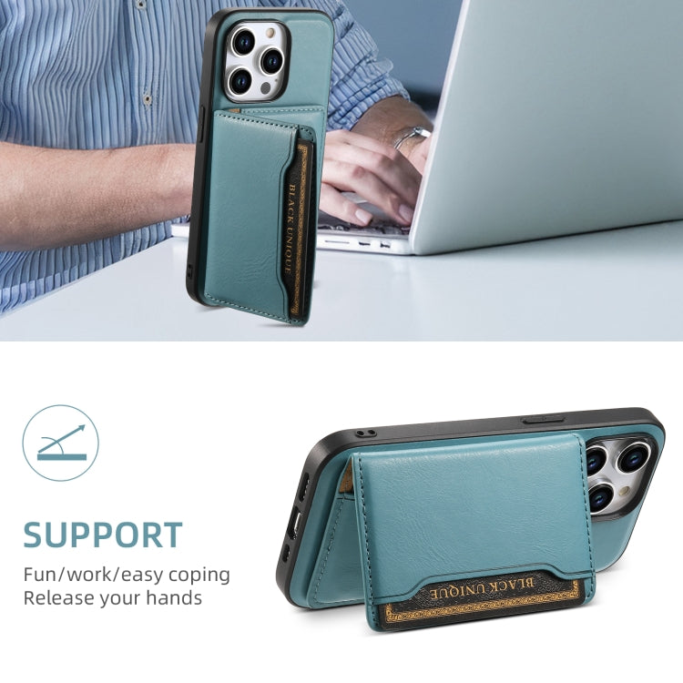 For iPhone 14 Denior Cowhide Texture Leather MagSafe Detachable Wallet Phone Case(Blue) - iPhone 14 Cases by Denior | Online Shopping South Africa | PMC Jewellery | Buy Now Pay Later Mobicred