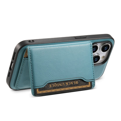 For iPhone 12 Pro Max Denior Cowhide Texture Leather MagSafe Detachable Wallet Phone Case(Blue) - iPhone 12 Pro Max Cases by Denior | Online Shopping South Africa | PMC Jewellery | Buy Now Pay Later Mobicred