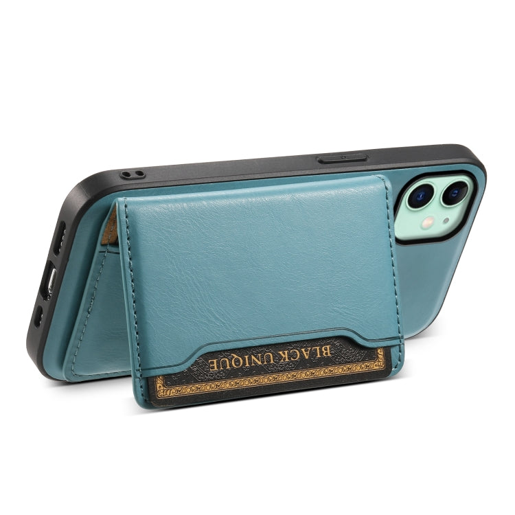 For iPhone 11 Denior Cowhide Texture Leather MagSafe Detachable Wallet Phone Case(Blue) - iPhone 11 Cases by Denior | Online Shopping South Africa | PMC Jewellery | Buy Now Pay Later Mobicred