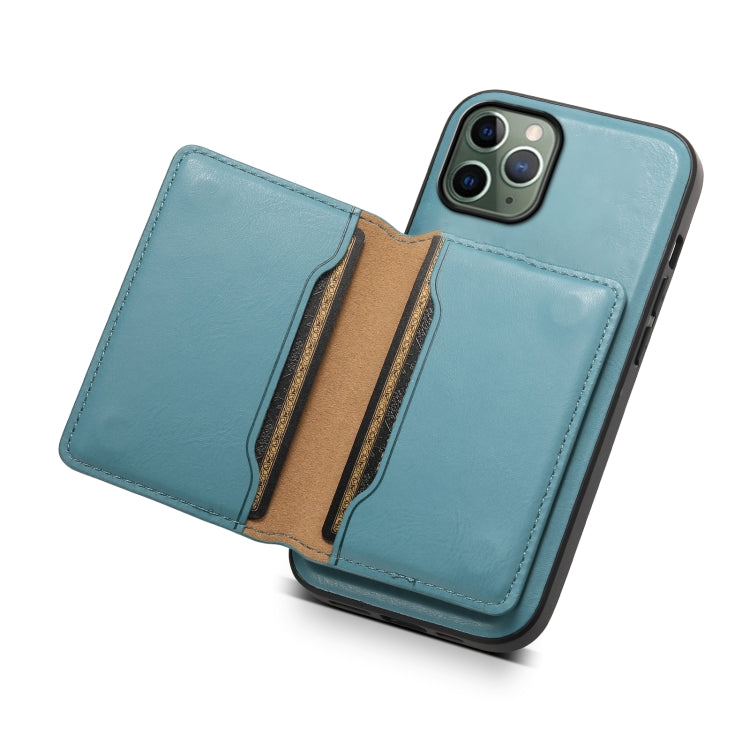 For iPhone 11 Pro Denior Cowhide Texture Leather MagSafe Detachable Wallet Phone Case(Blue) - iPhone 11 Pro Cases by Denior | Online Shopping South Africa | PMC Jewellery | Buy Now Pay Later Mobicred