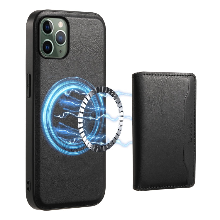 For iPhone 11 Pro Denior Cowhide Texture Leather MagSafe Detachable Wallet Phone Case(Black) - iPhone 11 Pro Cases by Denior | Online Shopping South Africa | PMC Jewellery | Buy Now Pay Later Mobicred