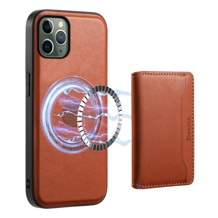 For iPhone 11 Pro Denior Cowhide Texture Leather MagSafe Detachable Wallet Phone Case(Brown) - free shipping - PMC Jewellery - Order now!