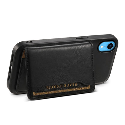 For iPhone XR Denior Cowhide Texture Leather MagSafe Detachable Wallet Phone Case(Black) - More iPhone Cases by Denior | Online Shopping South Africa | PMC Jewellery | Buy Now Pay Later Mobicred