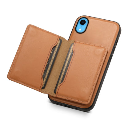 For iPhone XR Denior Cowhide Texture Leather MagSafe Detachable Wallet Phone Case(Khaki) - More iPhone Cases by Denior | Online Shopping South Africa | PMC Jewellery | Buy Now Pay Later Mobicred