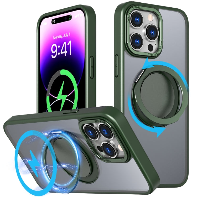 For iPhone 14 Pro 360-degree Rotating MagSafe Magnetic Holder Phone Case(Green) - iPhone 14 Pro Cases by PMC TechLife | Online Shopping South Africa | PMC TechLife