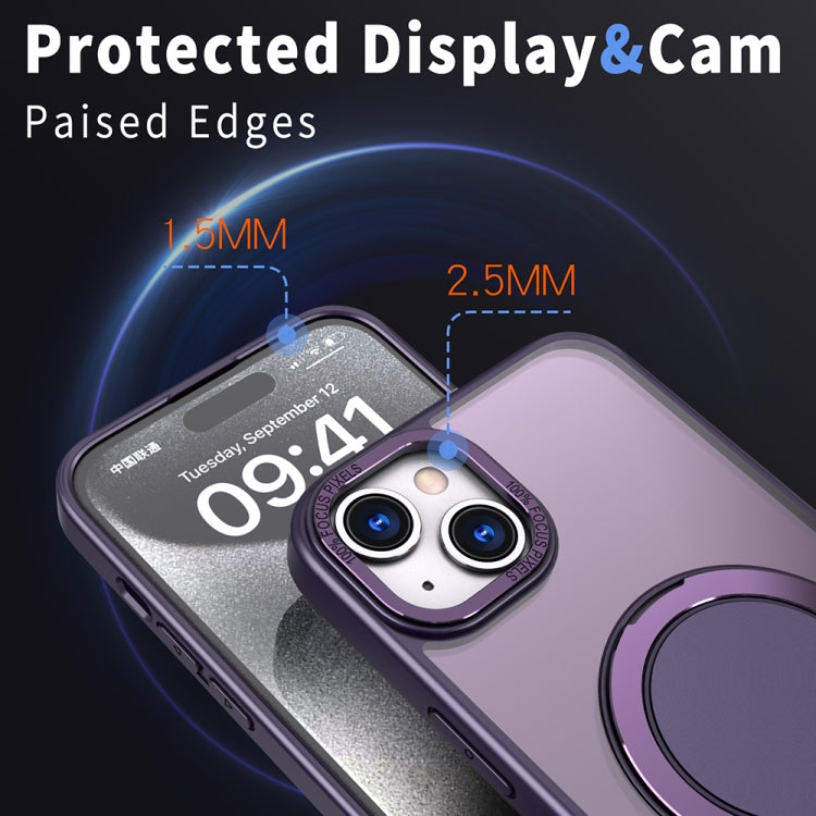 For iPhone 15 Plus 360-degree Rotating MagSafe Magnetic Holder Phone Case(Purple) - iPhone 15 Plus Cases by PMC TechLife | Online Shopping South Africa | PMC TechLife