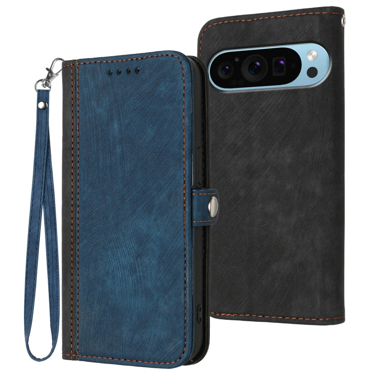 For Google Pixel 9 Pro Side Buckle Double Fold Hand Strap Leather Phone Case(Royal Blue) - Google Cases by PMC TechLife | Online Shopping South Africa | PMC TechLife | Buy Now Pay Later Mobicred