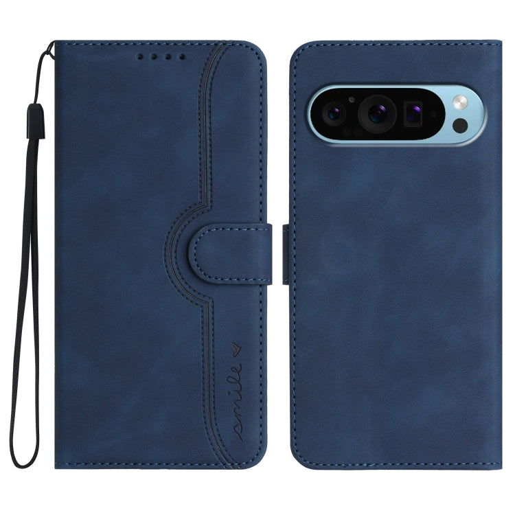 For Google Pixel 9 Pro Heart Pattern Skin Feel Leather Phone Case(Royal Blue) - Google Cases by PMC Jewellery | Online Shopping South Africa | PMC Jewellery | Buy Now Pay Later Mobicred