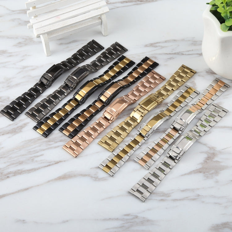22mm Universal Three-Bead Stainless Steel Watch Band(Black Gold) - free shipping - PMC TechLife - Order now!