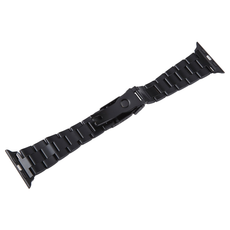 For Apple Watch SE 40mm Three-Bead Stainless Steel Watch Band(Black Gold) - Watch Bands by PMC Jewellery | Online Shopping South Africa | PMC Jewellery