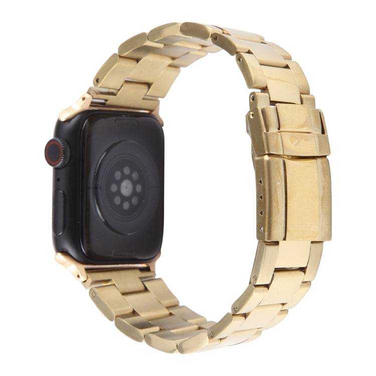 For Apple Watch SE 44mm Three-Bead Stainless Steel Watch Band(Gold) - free shipping - PMC TechLife - Order now!
