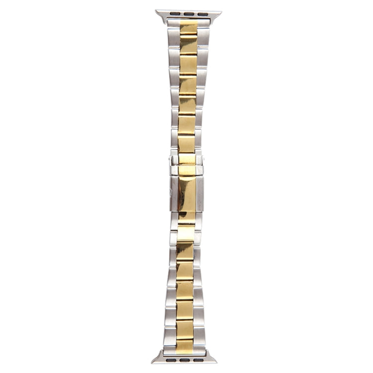 For Apple Watch 38mm Three-Bead Stainless Steel Watch Band(Silver Gold) - free shipping - PMC TechLife - Order now!
