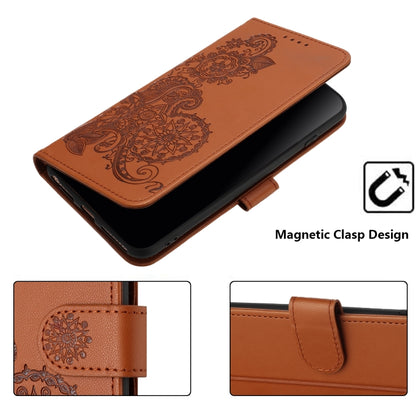 For Google Pixel 9 Pro Datura Flower Embossed Flip Leather Phone Case(Brown) - Google Cases by PMC Jewellery | Online Shopping South Africa | PMC Jewellery | Buy Now Pay Later Mobicred