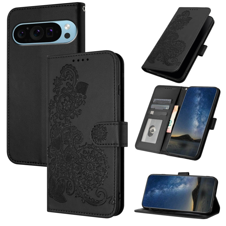 For Google Pixel 9 Pro Datura Flower Embossed Flip Leather Phone Case(Black) - Google Cases by PMC Jewellery | Online Shopping South Africa | PMC Jewellery | Buy Now Pay Later Mobicred