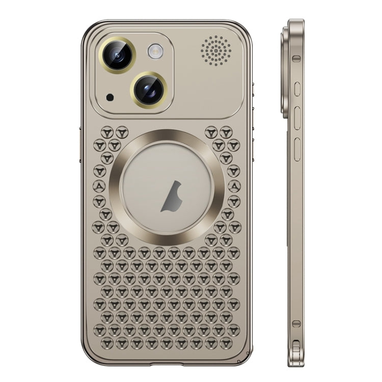 For iPhone 13 Spring Buckle MagSafe Magnetic Metal Aromatherapy Phone Case(Grey) - free shipping - PMC TechLife - Order now!