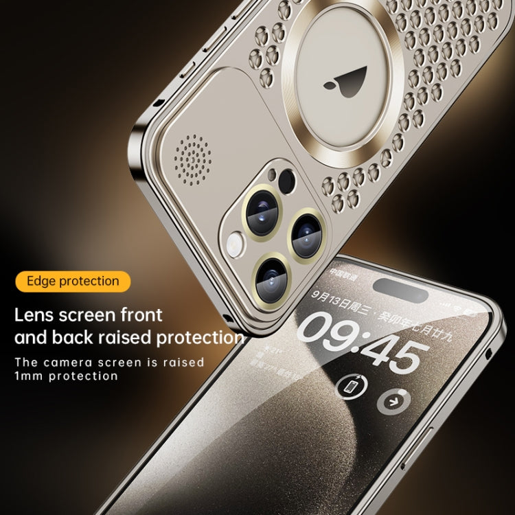 For iPhone 15 Plus Spring Buckle MagSafe Magnetic Metal Aromatherapy Phone Case(Blue) - iPhone 15 Plus Cases by PMC TechLife | Online Shopping South Africa | PMC TechLife