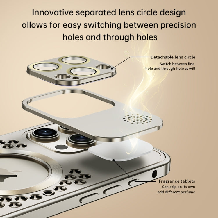 For iPhone 14 Spring Buckle MagSafe Magnetic Metal Aromatherapy Phone Case(Blue) - iPhone 14 Cases by PMC TechLife | Online Shopping South Africa | PMC TechLife
