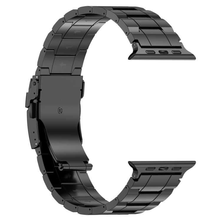 For Apple Watch Ultra 2 49mm Safety Buckle Trapezoid Titanium Steel Watch Band(Black) - Watch Bands by PMC Jewellery | Online Shopping South Africa | PMC Jewellery