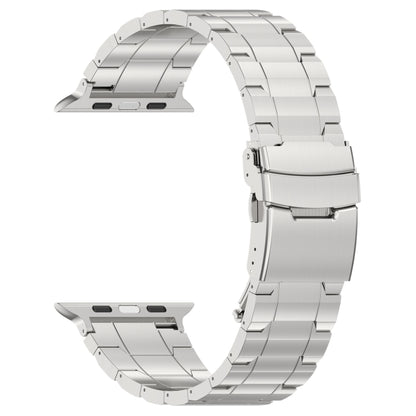 For Apple Watch Series 7 45mm Safety Buckle Trapezoid Titanium Steel Watch Band(Silver) - Watch Bands by PMC Jewellery | Online Shopping South Africa | PMC Jewellery