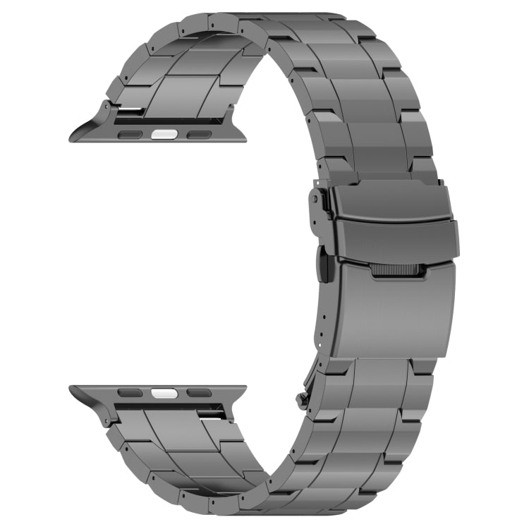 For Apple Watch Series 3 42mm Safety Buckle Trapezoid Titanium Steel Watch Band(Grey) - Watch Bands by PMC Jewellery | Online Shopping South Africa | PMC Jewellery