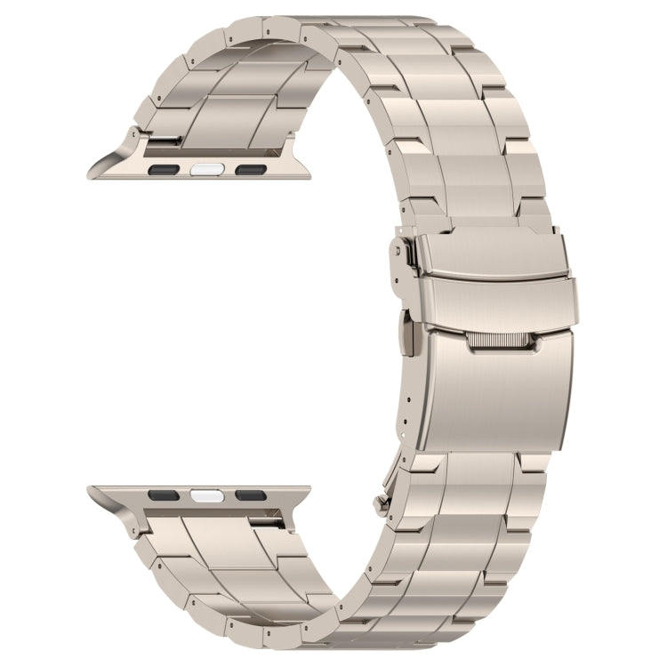 For Apple Watch 38mm Safety Buckle Trapezoid Titanium Steel Watch Band(Titanium) - Watch Bands by PMC Jewellery | Online Shopping South Africa | PMC Jewellery