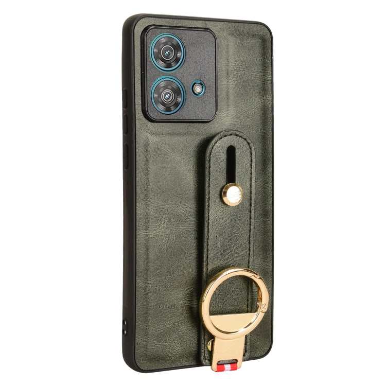 For Motorola Edge 40 Neo 5G Wristband Leather Back Phone Case(Green) - Motorola Cases by PMC Jewellery | Online Shopping South Africa | PMC Jewellery