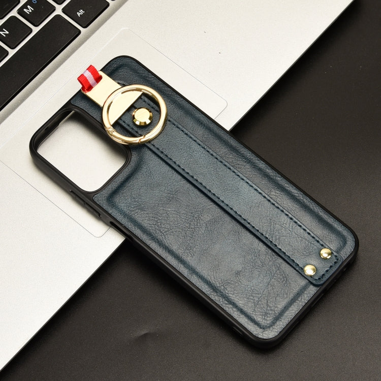 For Motorola Moto G Power 2024 Wristband Leather Back Phone Case(Blue) - Motorola Cases by PMC Jewellery | Online Shopping South Africa | PMC Jewellery | Buy Now Pay Later Mobicred