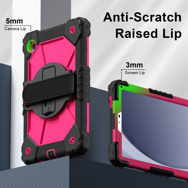 For Samsung Galaxy Tab A9 X115 Contrast Color Robot C2 Silicone Hybrid PC Tablet Case(Black Rose Red) - Other Galaxy Tab PC by PMC Jewellery | Online Shopping South Africa | PMC Jewellery