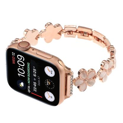 For Apple Watch Ultra 2 49mm 5-petaled Flower Zinc Alloy Chain Watch Band(Rose Gold) - Watch Bands by PMC Jewellery | Online Shopping South Africa | PMC Jewellery