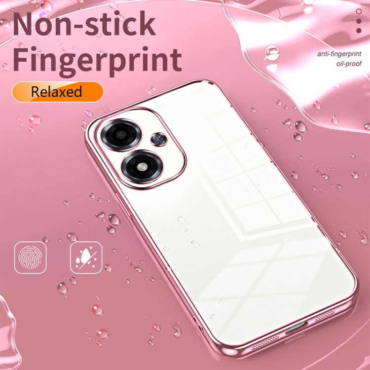 For OPPO A2m Transparent Plating Fine Hole Phone Case(Pink) - OPPO Cases by PMC TechLife | Online Shopping South Africa | PMC TechLife | Buy Now Pay Later Mobicred
