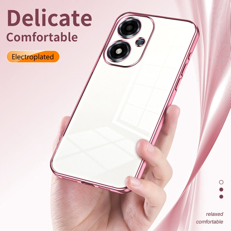 For OPPO A2m Transparent Plating Fine Hole Phone Case(Pink) - OPPO Cases by PMC Jewellery | Online Shopping South Africa | PMC Jewellery | Buy Now Pay Later Mobicred