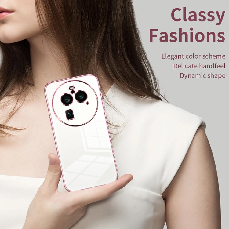 For OPPO Find X6 Pro Transparent Plating Fine Hole Phone Case(Pink) - OPPO Cases by PMC TechLife | Online Shopping South Africa | PMC TechLife | Buy Now Pay Later Mobicred