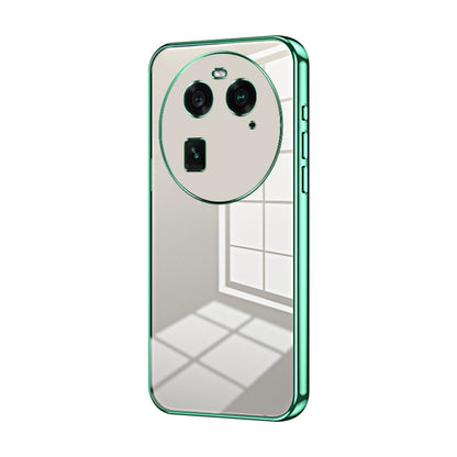 For OPPO Find X6 Transparent Plating Fine Hole Phone Case(Green) - OPPO Cases by PMC Jewellery | Online Shopping South Africa | PMC Jewellery | Buy Now Pay Later Mobicred